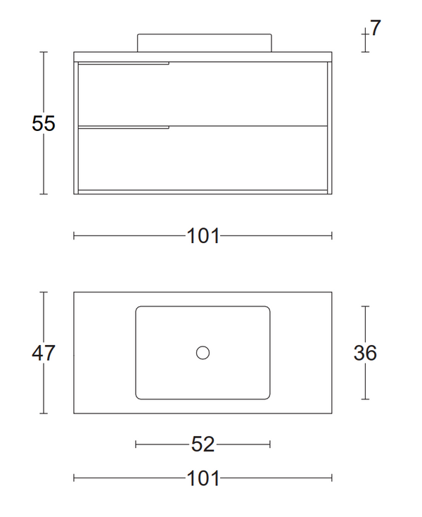 Mobile bagno 100x47 Urban noce antracite due cassetti con lavabo semintegrato