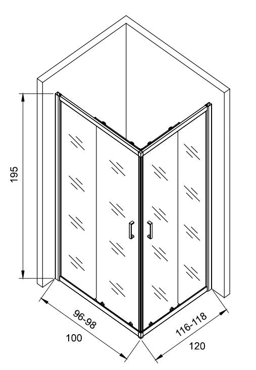 Box doccia 100x120 Genio due ante scorrevoli vetro 6 mm trasparente H 195 cromo