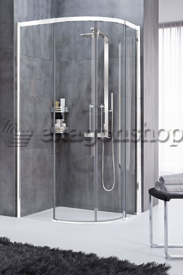 Novellini Rose Rosse R Box Doccia curvo 80x100 su pavimento Vetro Satin Profilo Bianco Opaco