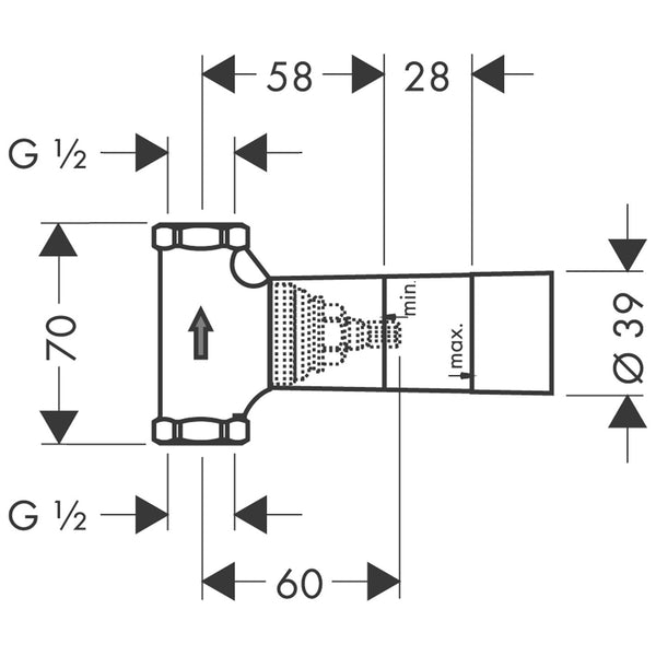 Hansgrohe 15973180 Corpo incasso 52 l/min valvola d'arresto stelo connessione DN15