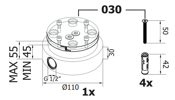 Paffoni Light Lig030 Base Fissaggio A Pavimento Per miscelatori 031 e 032
