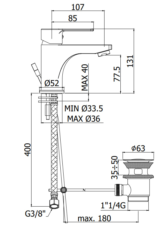 Paffoni Red Miscelatore Monocomando Lavabo con scarico automatico Cromo