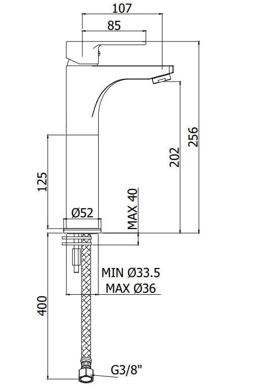 Paffoni Red Miscelatore lavabo alto con prolunga 125 mm senza scarico cromo
