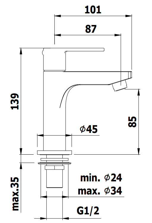 Paffoni Red Red090 Rubinetto lavabo Cigno Solo Acqua Fredda Cromo