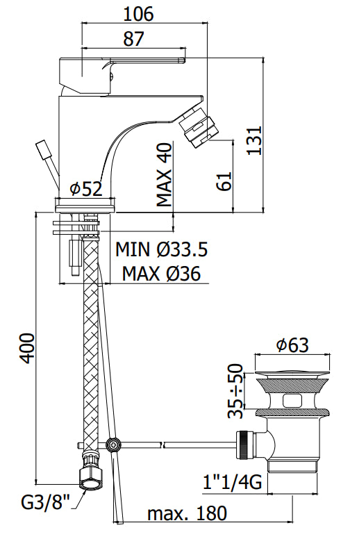 Paffoni Red Red130 Miscelatore bidet Monocomando Cromo
