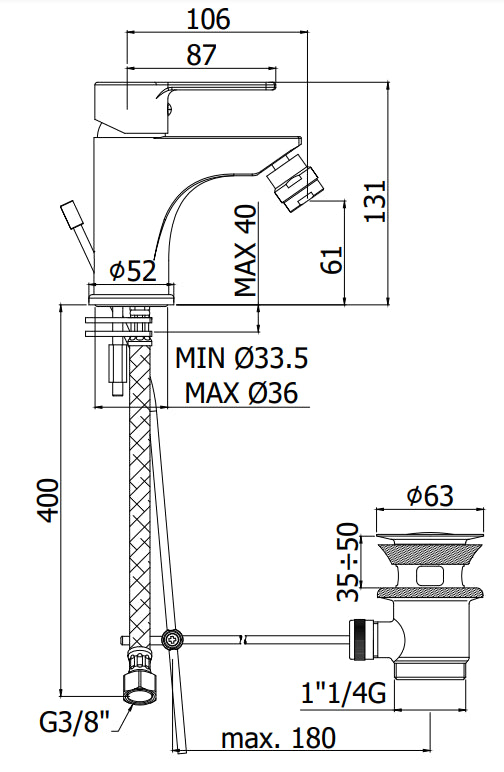 Paffoni Red Red135 Miscelatore Monocomando Bidet senza scarico Cromo