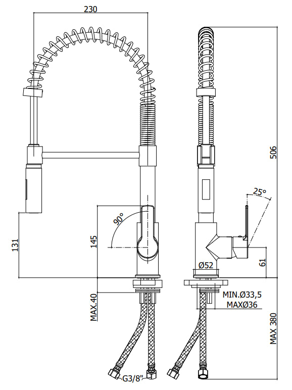 Paffoni Red rubinetto cucina canna orientabile 2 getti Cromo RED179