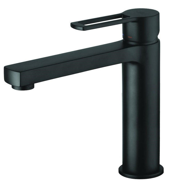 Paffoni Ringo Rin073 Miscelatore lavabo Monocomando Nero, vista frontale su sfondo bianco