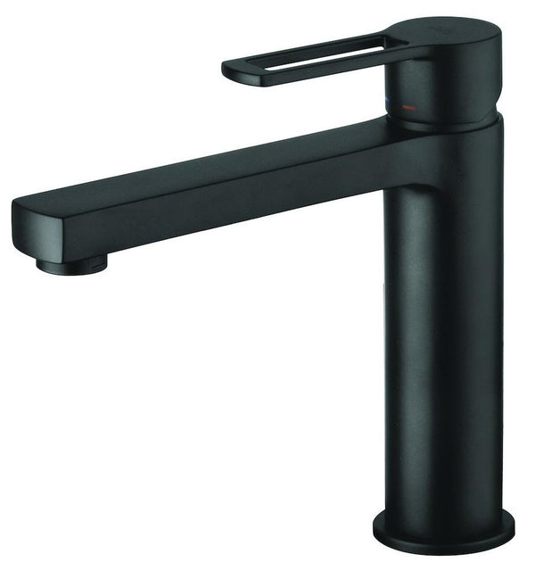 Paffoni Ringo Rin074 Miscelatore lavabo senza scarico Nero, vista frontale su sfondo bianco