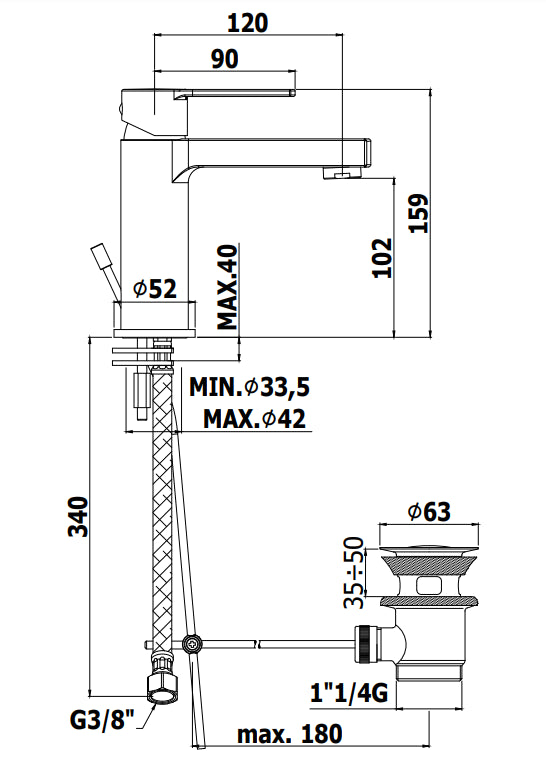 Paffoni Ringo Rin075 Miscelatore lavabo con Scarico Nero Opaco