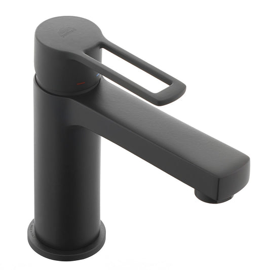 Paffoni Ringo Rin075 Miscelatore lavabo con Scarico Nero, vista frontale su sfondo bianco