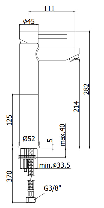 Paffoni Stick Sk071h 120 Miscelatore lavabo alto monocomando Prolungato Senza Scarico Cromo