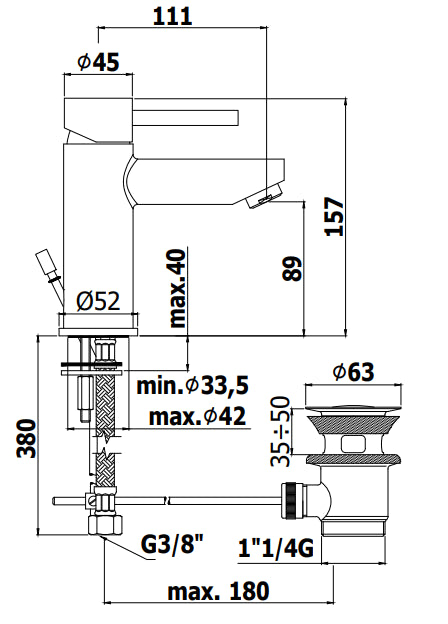 Paffoni Stick Miscelatore lavabo Con Sistema Di Scarico Cromo Sk075h