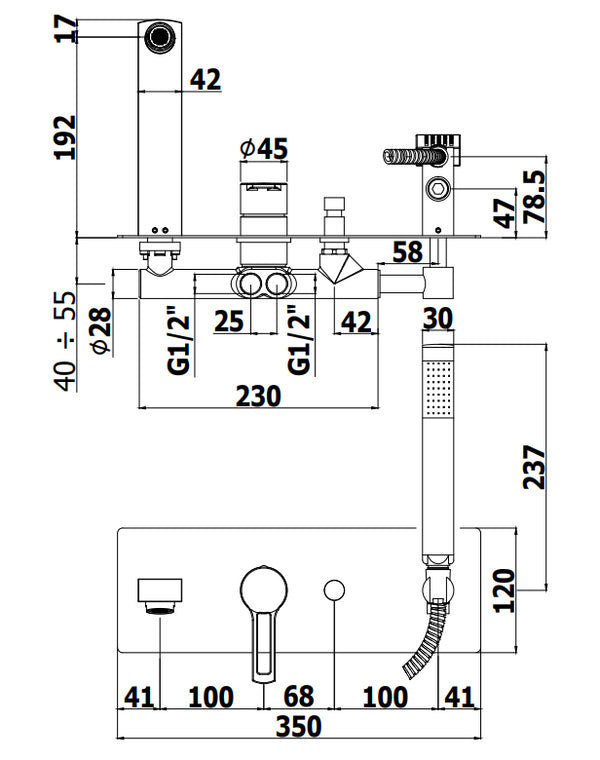 Paffoni West Ws001cr Miscelatore vasca Monocomando Incasso Con Set Doccetta Cromo
