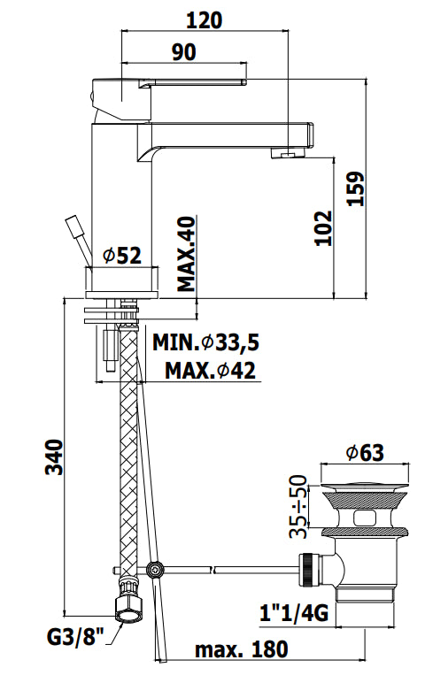 Paffoni West Miscelatore lavabo Energy Saving Funzione Ecologica Cromo