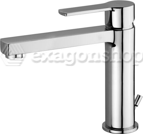 Paffoni West Ws073 Miscelatore lavabo con Scarico Cromo, vista frontale su sfondo bianco