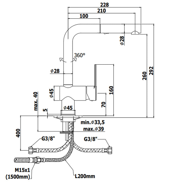 Paffoni West Ws285 Miscelatore Lavello Con Doccetta Estraibile 2 Getti Cromo