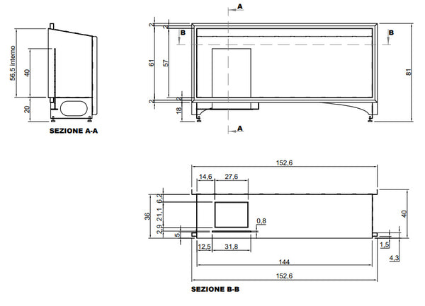 Antonio Lupi Teka144 Focolare A Bioetanolo 144x40x81 Cm