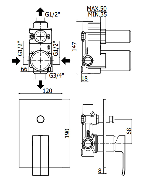 Paffoni Effe Ef015 Miscelatore Doccia Ad Incasso Con Deviatore Cromo