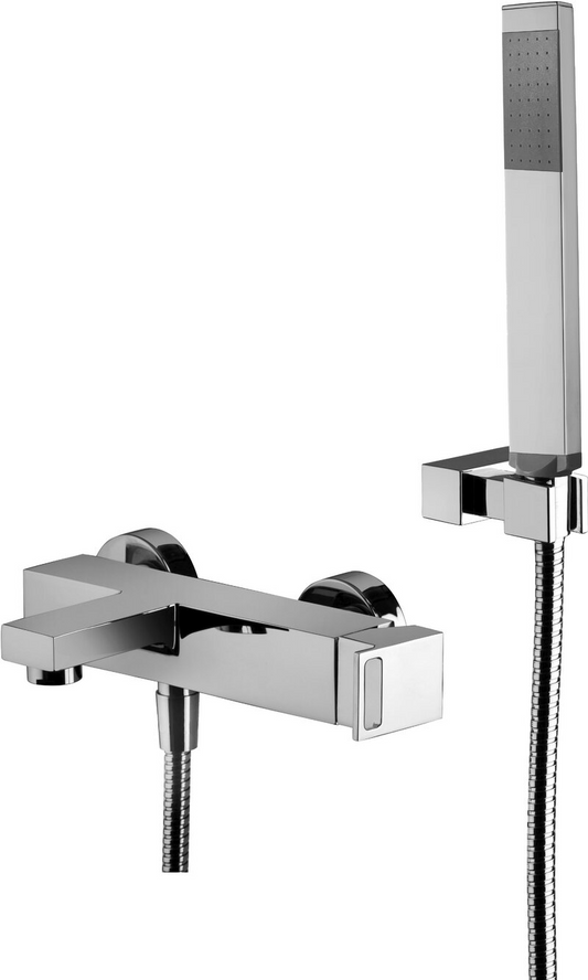 Paffoni Effe Ef026 Miscelatore Esterno Vasca Doccia Cromo ambientato in box doccia con pareti in vetro