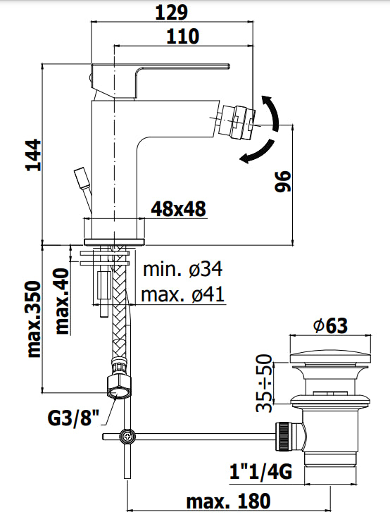 Paffoni Effe Ef131 Miscelatore bidet Monocomando Senza Scarico Cromo