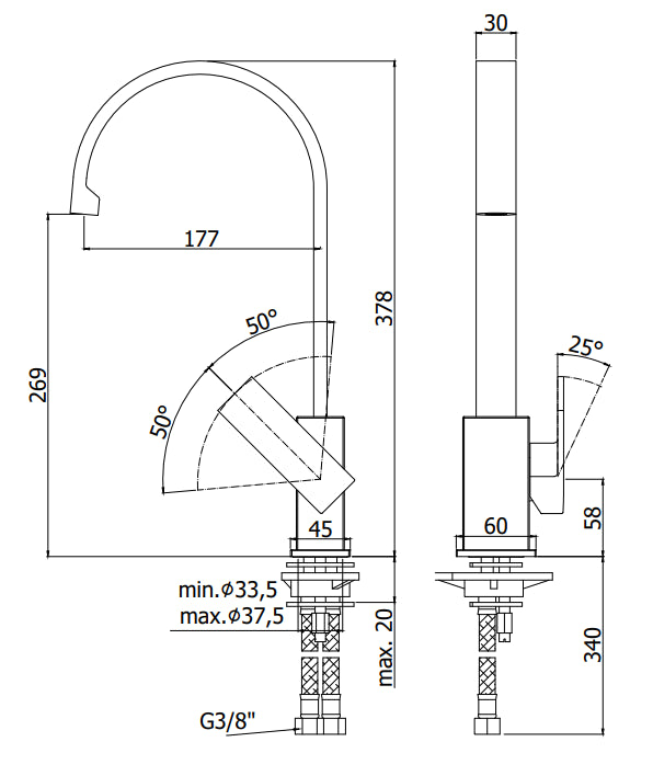 Paffoni Effe Ef880 Miscelatore lavello Monocomando con maniglia quadra Cromo