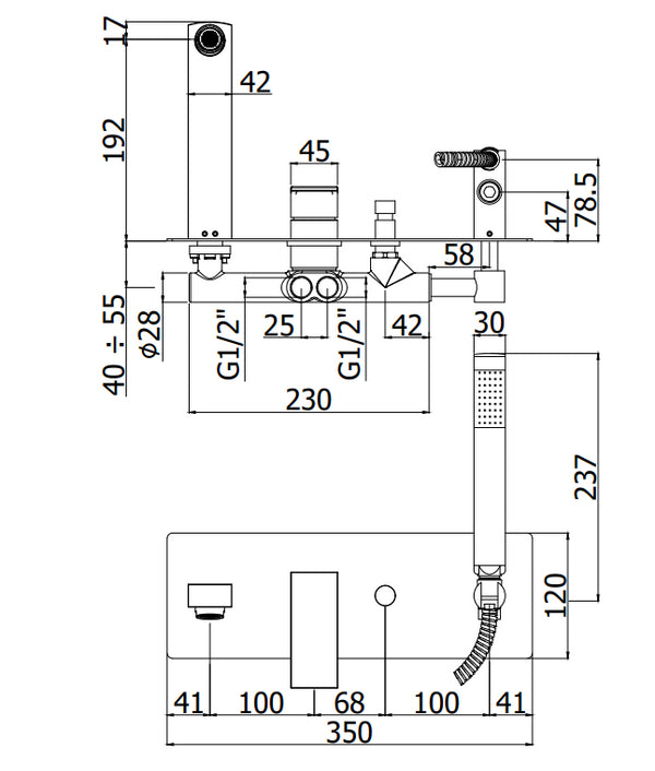 Paffoni Elle-Effe EL001 Miscelatore vasca Monocomando Incasso 2 uscite cromo