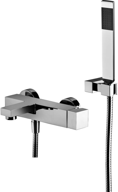 Paffoni Elle El026 Miscelatore Esterno Vasca Con Set ambientato in box doccia con pareti in vetro