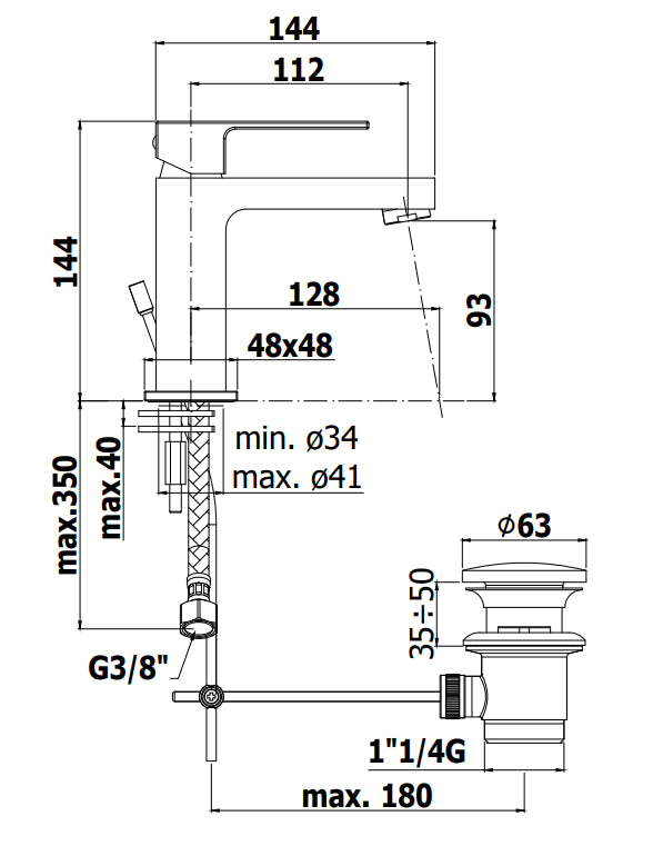 Paffoni Elle El071 Miscelatore Monocomando Lavabo Senza Scarico Cromo