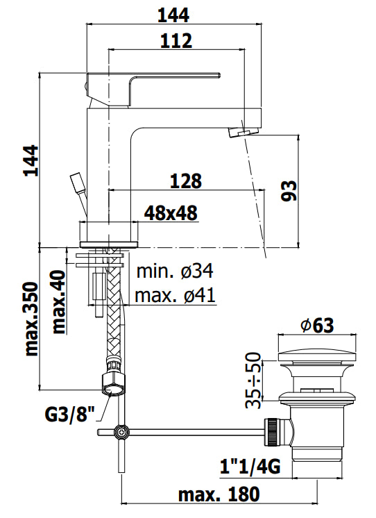 Paffoni Elle EL075CR Miscelatore Monocomando Lavabo con scarico automatico Cromo