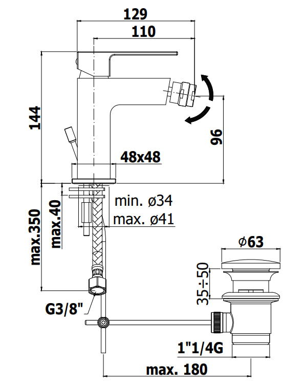 Paffoni Elle-Effe EL131 Miscelatore Monocomando Bidet Senza Scarico Cromo