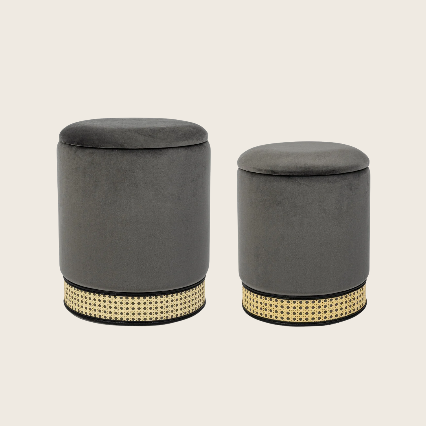 Bizzotto Milena set 2 pouf contenitore effetto velluto grigio scuro 0720694