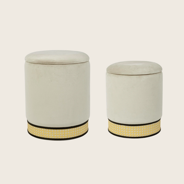 Bizzotto Milena Set 2 Pouf Contenitori effetto velluto naturale 0720693