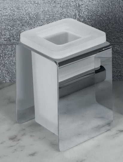Colombo Forever b2941 bicchiere portaspazzolini da Appoggio in Vetro Acidato Naturale cromo