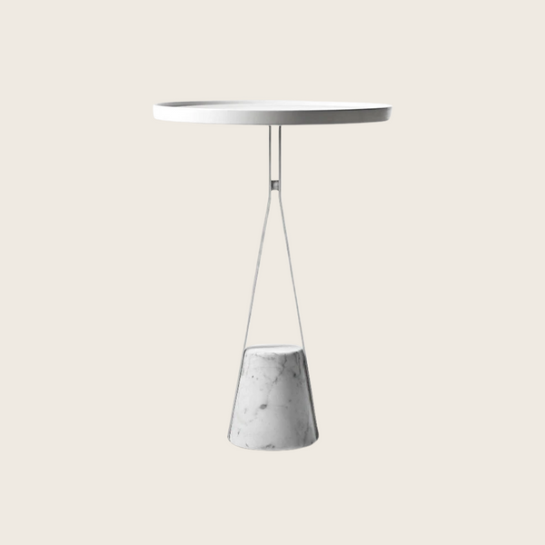 Antonio Lupi Halo2b Tavolino di design 40 Cm H.56 Con Struttura In Ottone bianco E base in Marmo Di Carrara