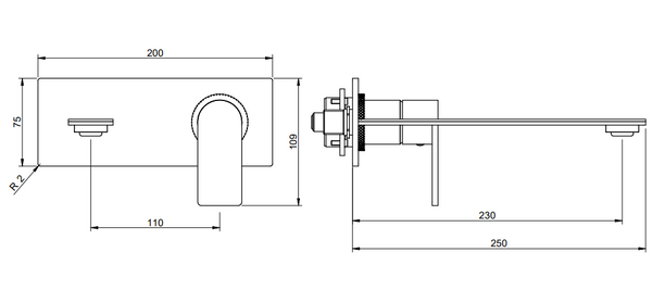 Treemme 3.6 RWIT9AA6IS02 miscelatore lavabo a muro senza parte incasso inox satinato