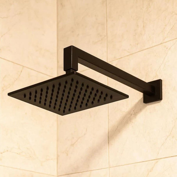 Soffione doccia 20x20 Smart quadro con braccio 35 cm nero opaco