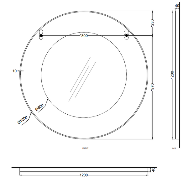 Cielo I Catini Round Specchio 120 Cm Tondo Con Scocca Laccata In Legno Cemento