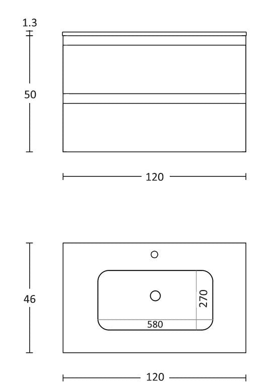 Mobile bagno noce chiaro 120x45 Pesaro con lavabo in mineralmarmo
