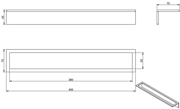 Treemme 5mm IT9006ISZZZZ portasciugmani 40 cm a muro inox satinato