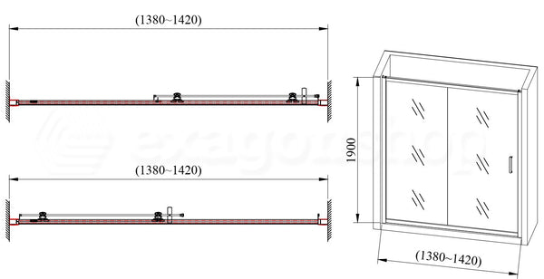 Nicchia doccia 140 cm scorrevole vetro temperato 6mm trasparente 190h - Nuvola