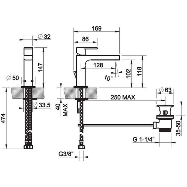 Via Manzoni 38601 Gessi Emporio Miscelatore lavabo Monocomando con piletta