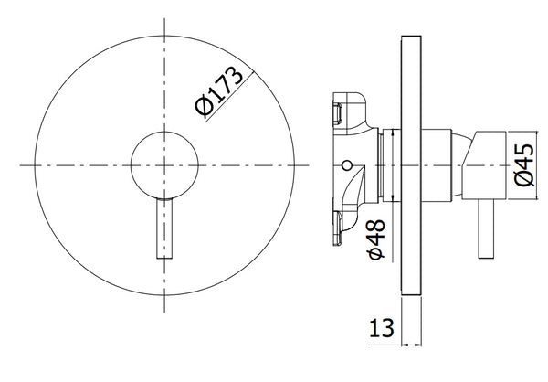 Paffoni Birillo Bibox010 Parte Esterno Miscelatore doccia ad Incasso 1 Uscita Senza Deviatore Cromo