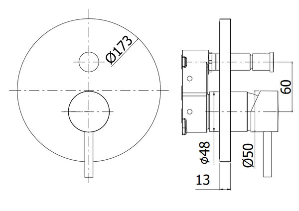 Paffoni Birillo Bibox015 Parte Esterna Miscelatore doccia Incasso 2 Uscite Con Deviatore A Pulsante Cromo