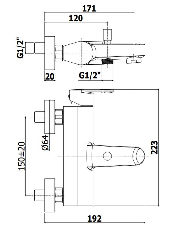 Paffoni Candy Ca022 Miscelatore vasca Monocomando a muro Cromo
