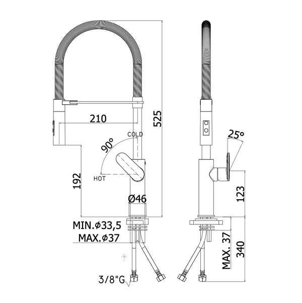 Paffoni Candy Ca179 Professional Miscelatore lavello monoforo con doccia 2 getti e canna orientabile cromo
