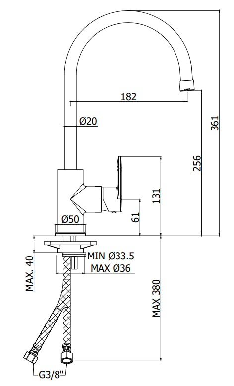Paffoni Candy CA181 Miscelatore lavello monoforo con canna orientabile cromo