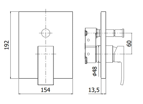 Paffoni Effe Efbox015 Parte Esternza Miscelatore Doccia Con Deviatore Senza Corpo Incasso Cromo
