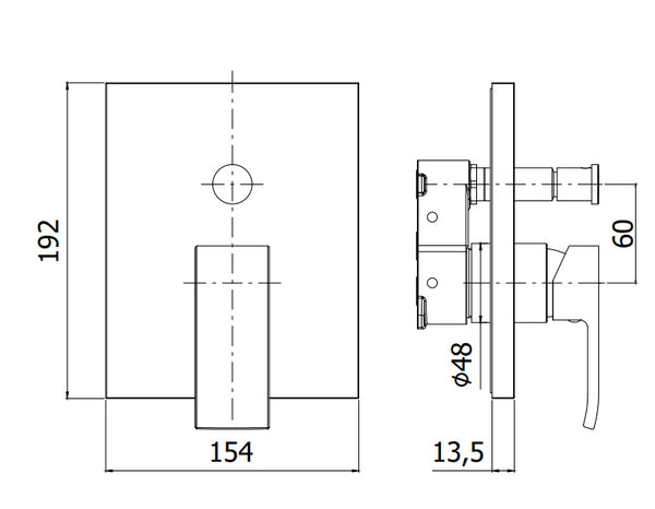 Paffoni Level Lesbox015 Parte Esterna Miscelatore doccia Incasso con Deviatore Senza Parte Incasso Cromo