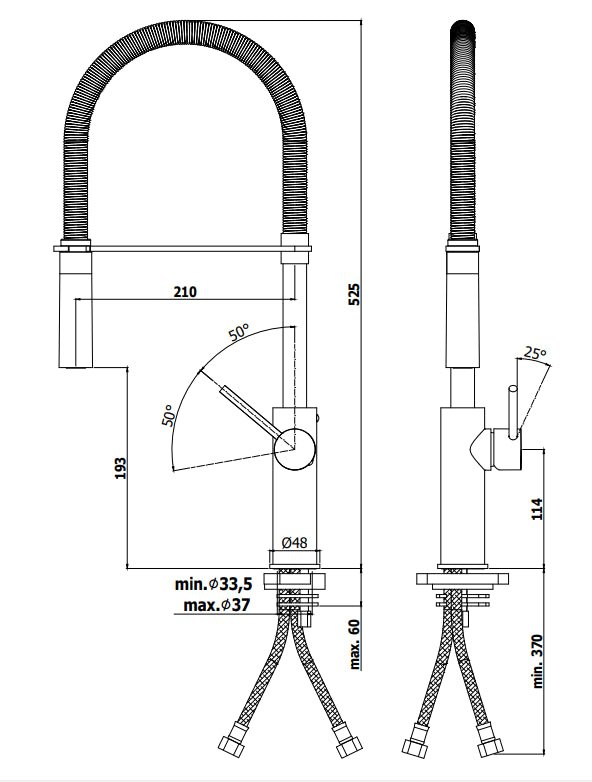 Paffoni Light Miscelatore lavello canna orientabile 2 Getti cromo LIG179